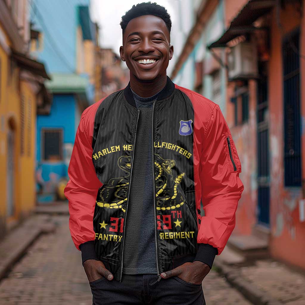 Personalized Harlem Hellfighters Sleeve Zip Bomber Jacket 369th Infantry Regiment Legacy