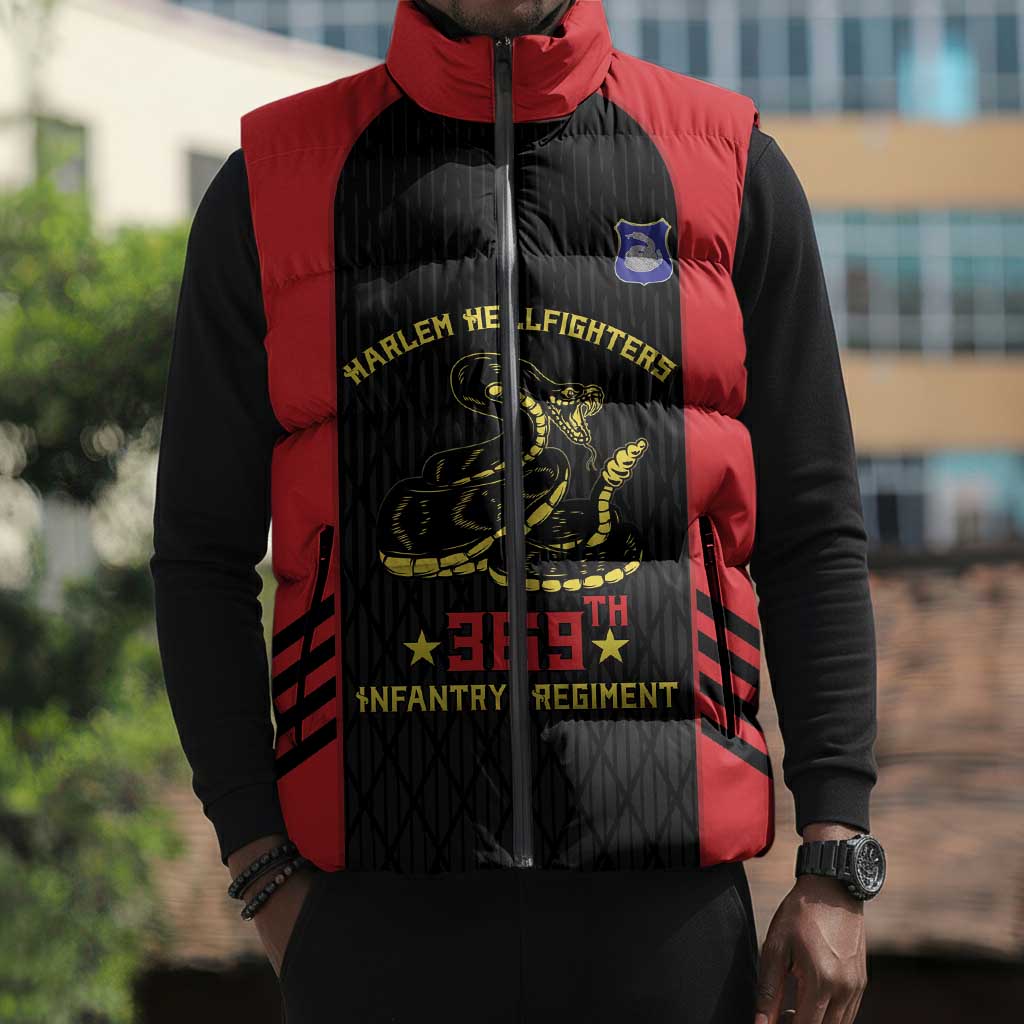 Personalized Harlem Hellfighters Sleeveless Puffer Jacket 369th Infantry Regiment Legacy