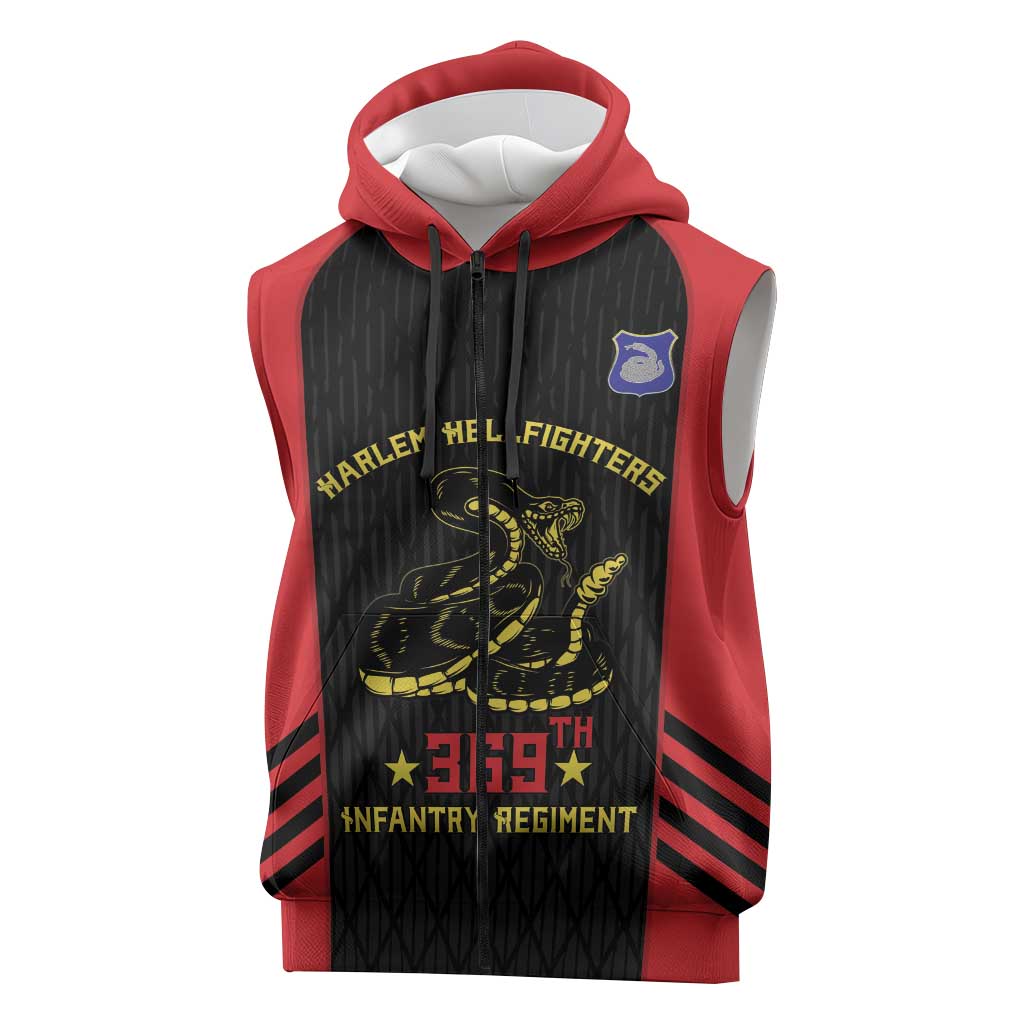 Personalized Harlem Hellfighters Sleeveless Zip Hoodie 369th Infantry Regiment Legacy