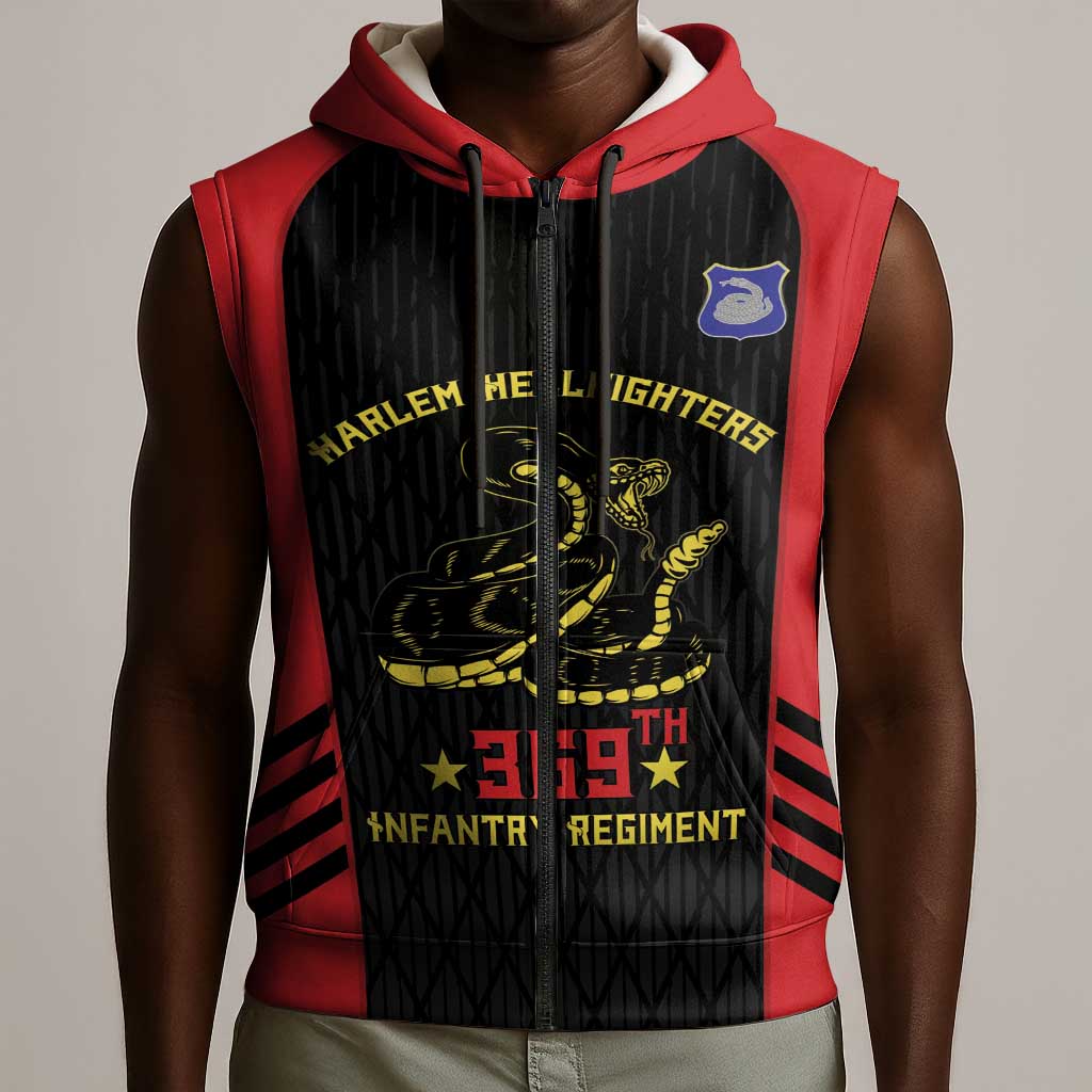 Personalized Harlem Hellfighters Sleeveless Zip Hoodie 369th Infantry Regiment Legacy