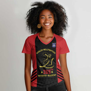 Personalized Harlem Hellfighters Women V-Neck T-Shirt 369th Infantry Regiment Legacy
