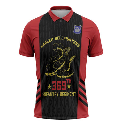 Personalized Harlem Hellfighters Zipper Polo Shirt 369th Infantry Regiment Legacy