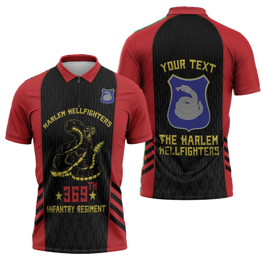 Personalized Harlem Hellfighters Zipper Polo Shirt 369th Infantry Regiment Legacy
