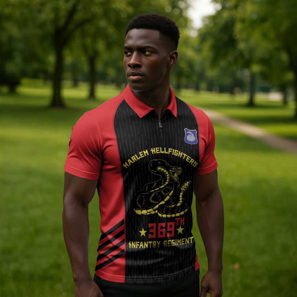 Personalized Harlem Hellfighters Zipper Polo Shirt 369th Infantry Regiment Legacy