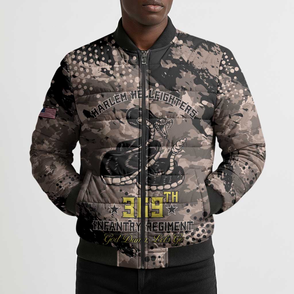 Harlem Hellfighters 369th Infantry Regiment Legacy Bomber Puffer Jacket God Damn Lets Go