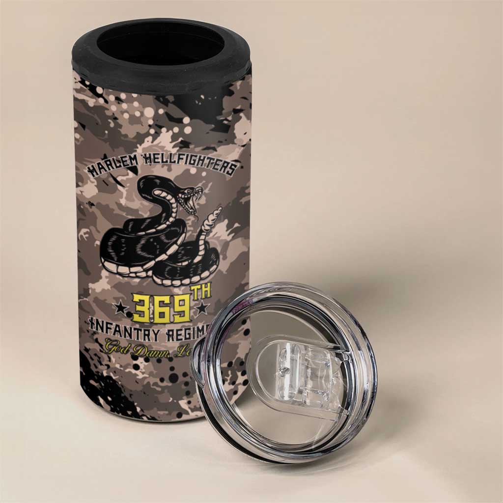 Harlem Hellfighters 369th Infantry Regiment Legacy 4 in 1 Can Cooler Tumbler God Damn Lets Go