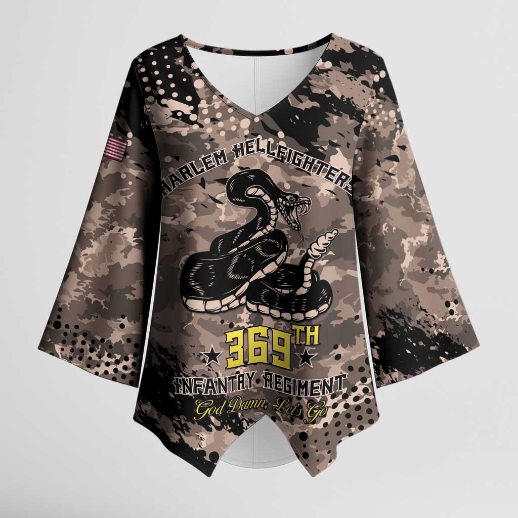 Harlem Hellfighters 369th Infantry Regiment Legacy Kimono Sleeve Blouse God Damn Lets Go