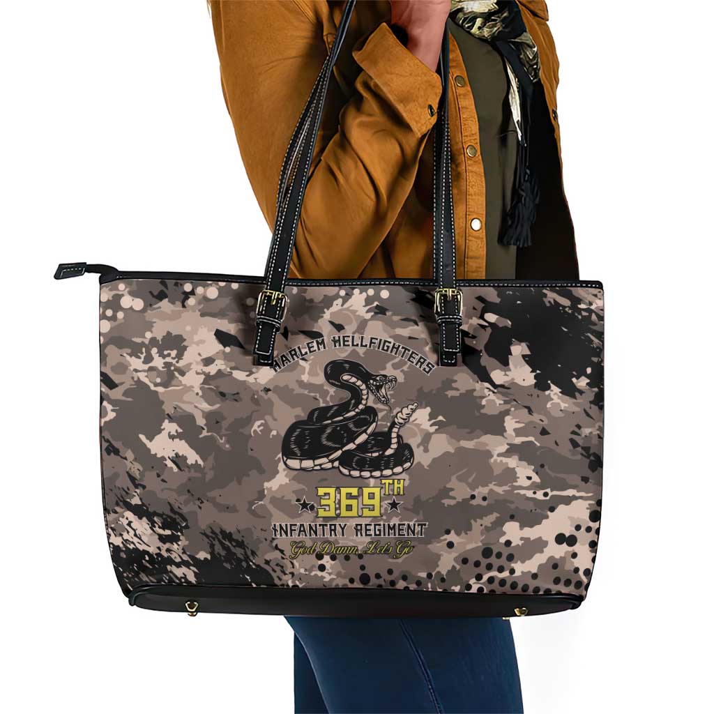 Harlem Hellfighters 369th Infantry Regiment Legacy Leather Tote Bag God Damn Lets Go