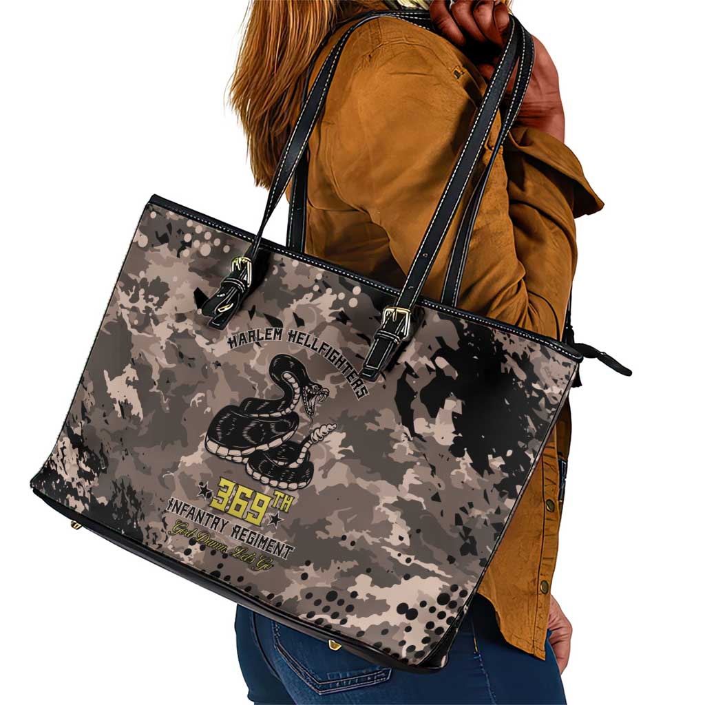 Harlem Hellfighters 369th Infantry Regiment Legacy Leather Tote Bag God Damn Lets Go