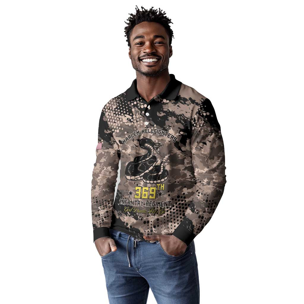 Harlem Hellfighters 369th Infantry Regiment Legacy Long Sleeve Polo Shirt God Damn Lets Go