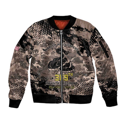Harlem Hellfighters 369th Infantry Regiment Legacy Sleeve Zip Bomber Jacket God Damn Lets Go