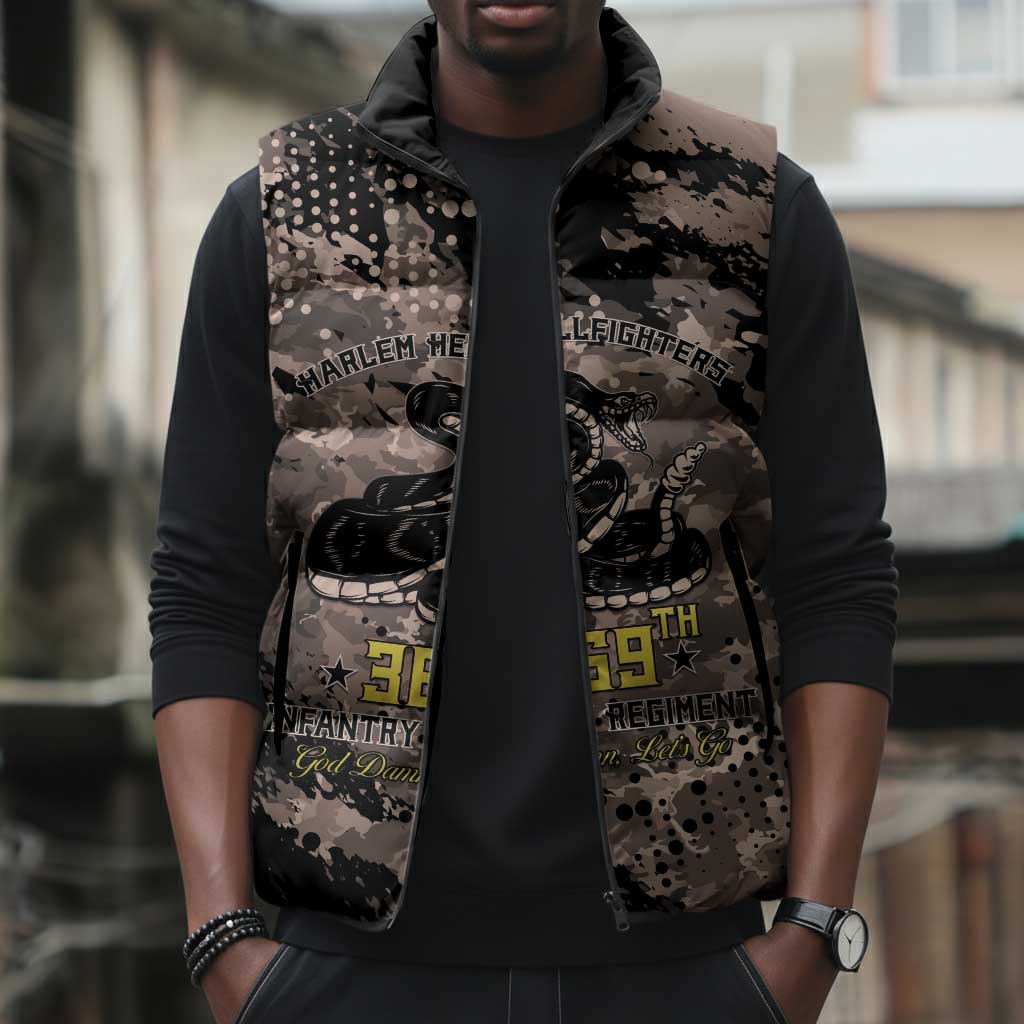Harlem Hellfighters 369th Infantry Regiment Legacy Sleeveless Puffer Jacket God Damn Lets Go