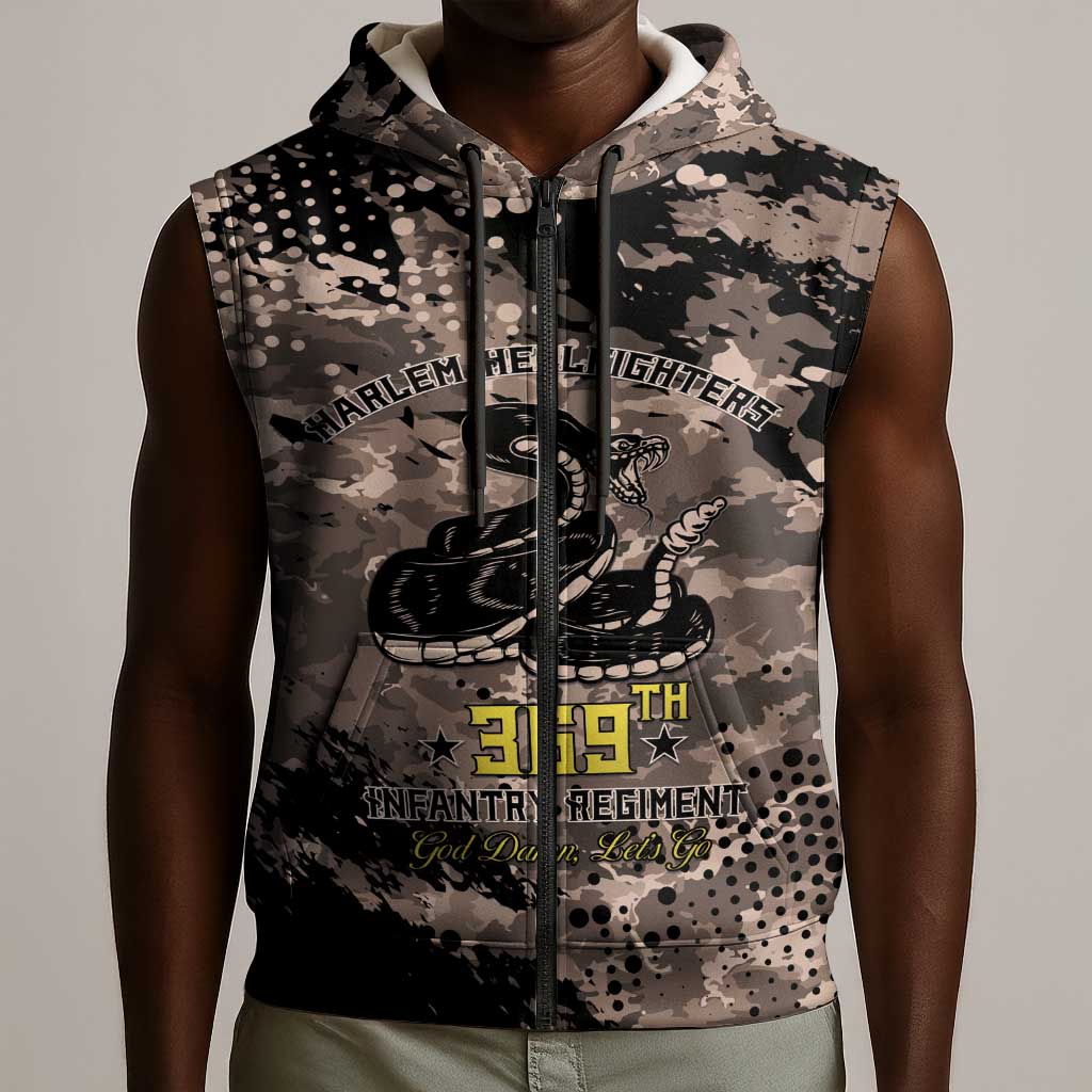 Harlem Hellfighters 369th Infantry Regiment Legacy Sleeveless Zip Hoodie God Damn Lets Go