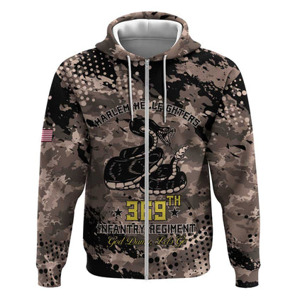 Harlem Hellfighters 369th Infantry Regiment Legacy Zip Hoodie God Damn Lets Go