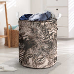 African Safari Zebra Leopard Swirl Pattern Laundry Basket