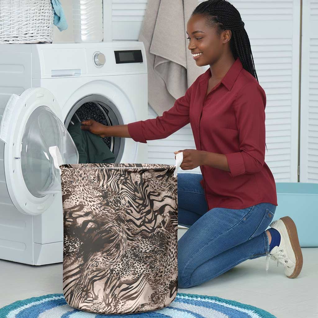 African Safari Zebra Leopard Swirl Pattern Laundry Basket