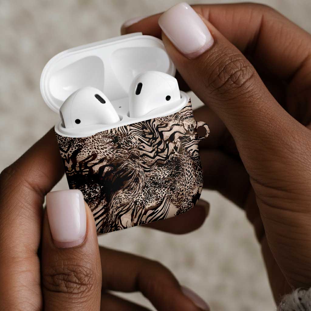 African Safari Zebra Leopard Swirl Pattern AirPods Case