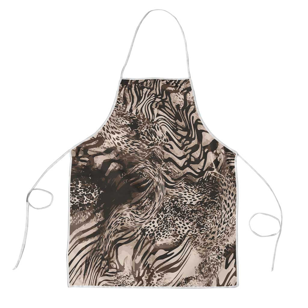 African Safari Zebra Leopard Swirl Pattern Apron