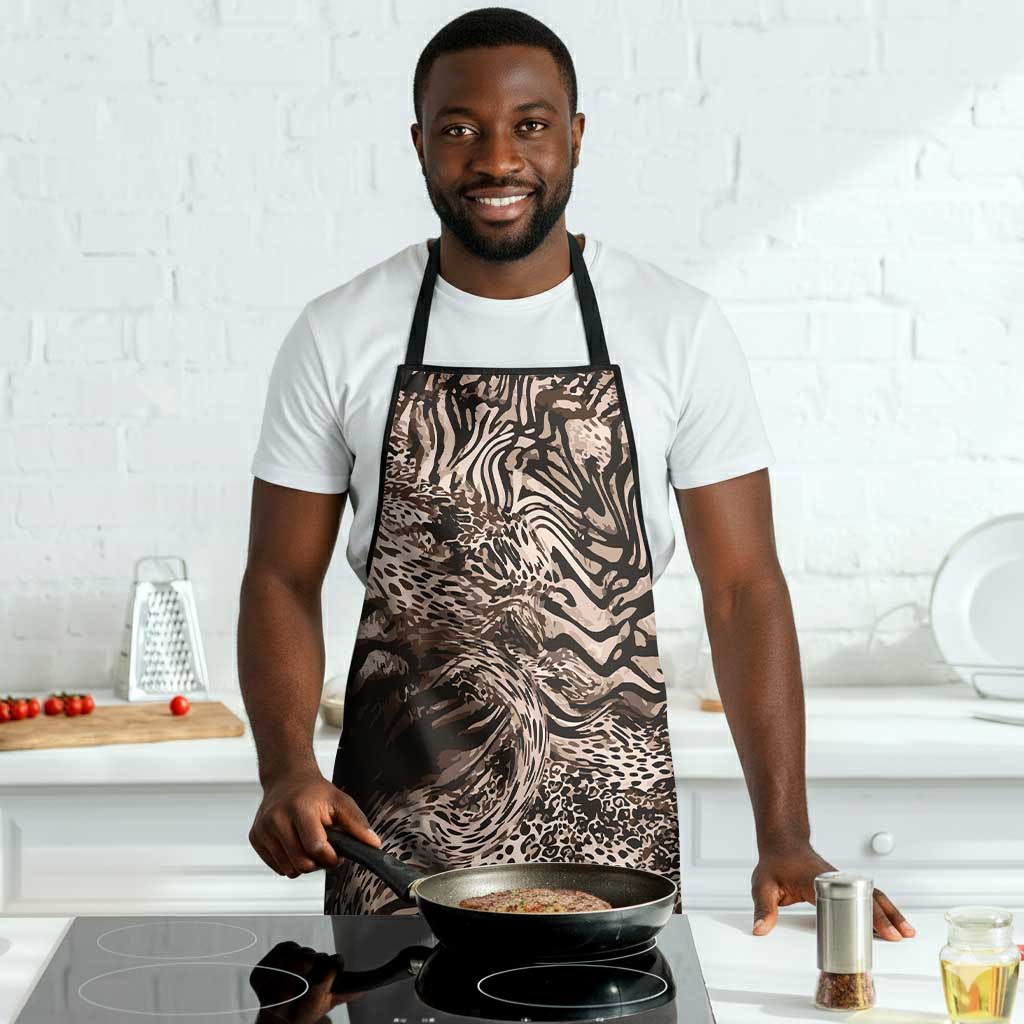 African Safari Zebra Leopard Swirl Pattern Apron
