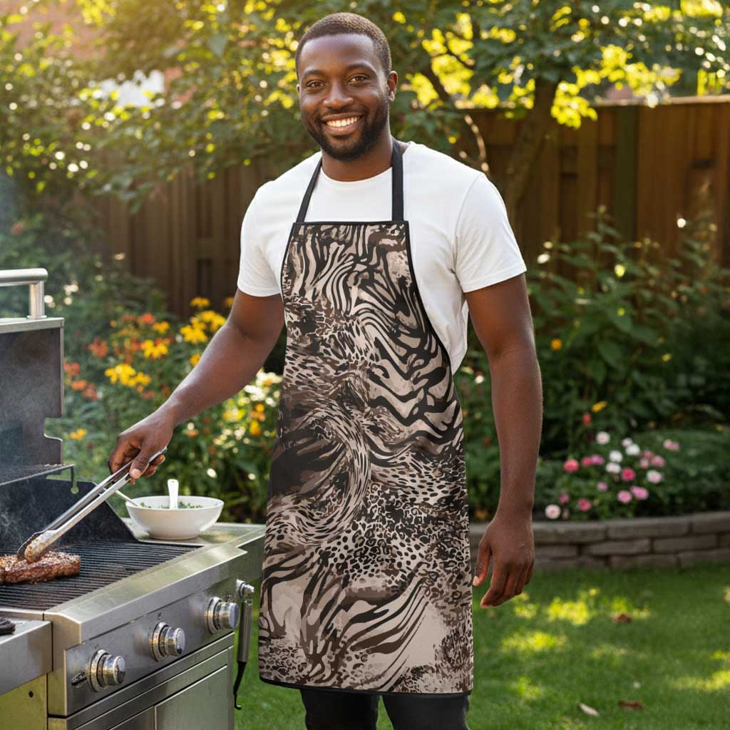 African Safari Zebra Leopard Swirl Pattern Apron
