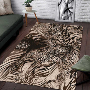 African Safari Zebra Leopard Swirl Pattern Area Rug