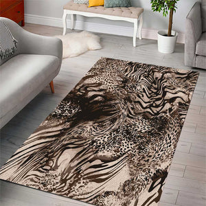 African Safari Zebra Leopard Swirl Pattern Area Rug