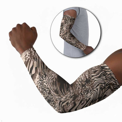 African Safari Zebra Leopard Swirl Pattern Arm Sleeves