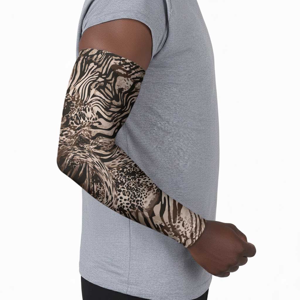 African Safari Zebra Leopard Swirl Pattern Arm Sleeves