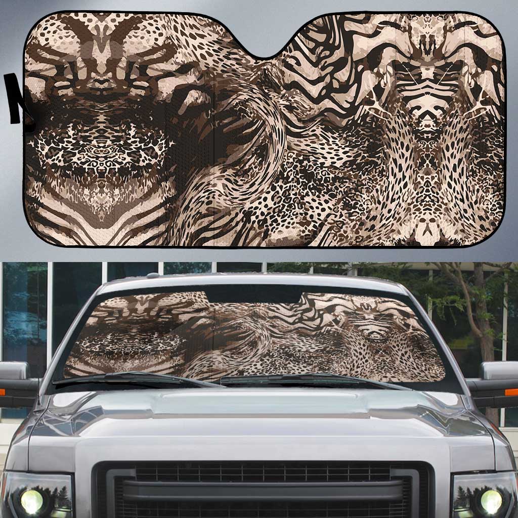 African Safari Zebra Leopard Swirl Pattern Auto Sun Shade