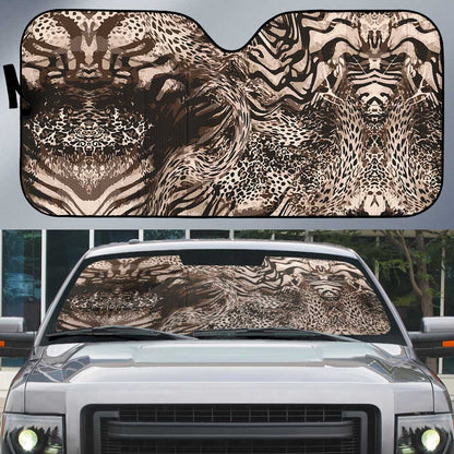 African Safari Zebra Leopard Swirl Pattern Auto Sun Shade