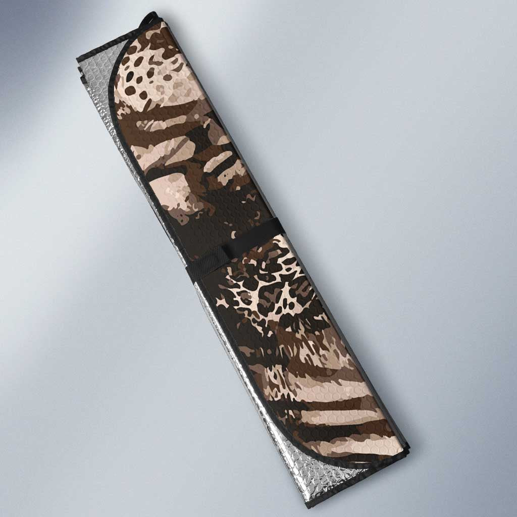 African Safari Zebra Leopard Swirl Pattern Auto Sun Shade