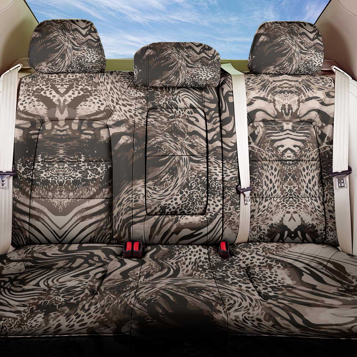 African Safari Zebra Leopard Swirl Pattern Back Car Seat Cover