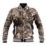 African Safari Zebra Leopard Swirl Pattern Baseball Jacket