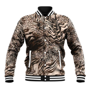 African Safari Zebra Leopard Swirl Pattern Baseball Jacket