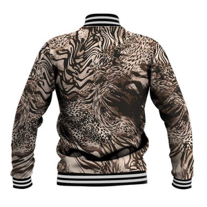 African Safari Zebra Leopard Swirl Pattern Baseball Jacket