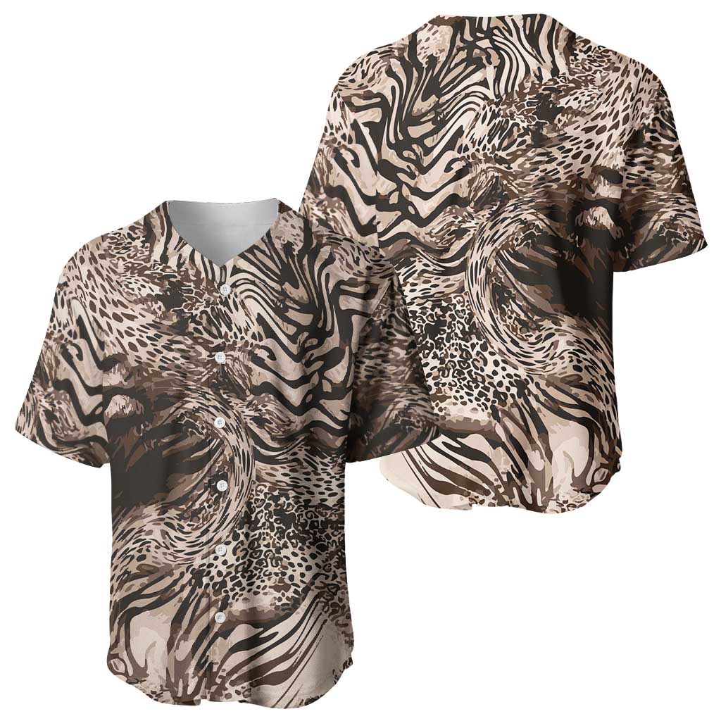 African Safari Zebra Leopard Swirl Pattern Baseball Jersey