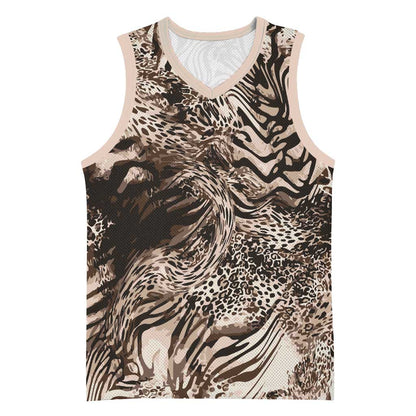 African Safari Zebra Leopard Swirl Pattern Basketball Jersey