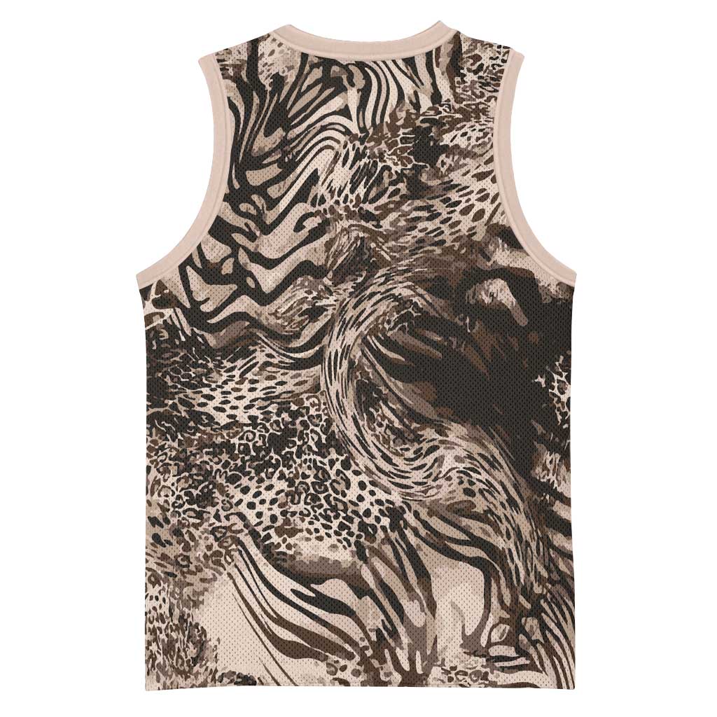 African Safari Zebra Leopard Swirl Pattern Basketball Jersey