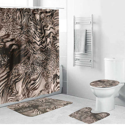 African Safari Zebra Leopard Swirl Pattern Bathroom Set