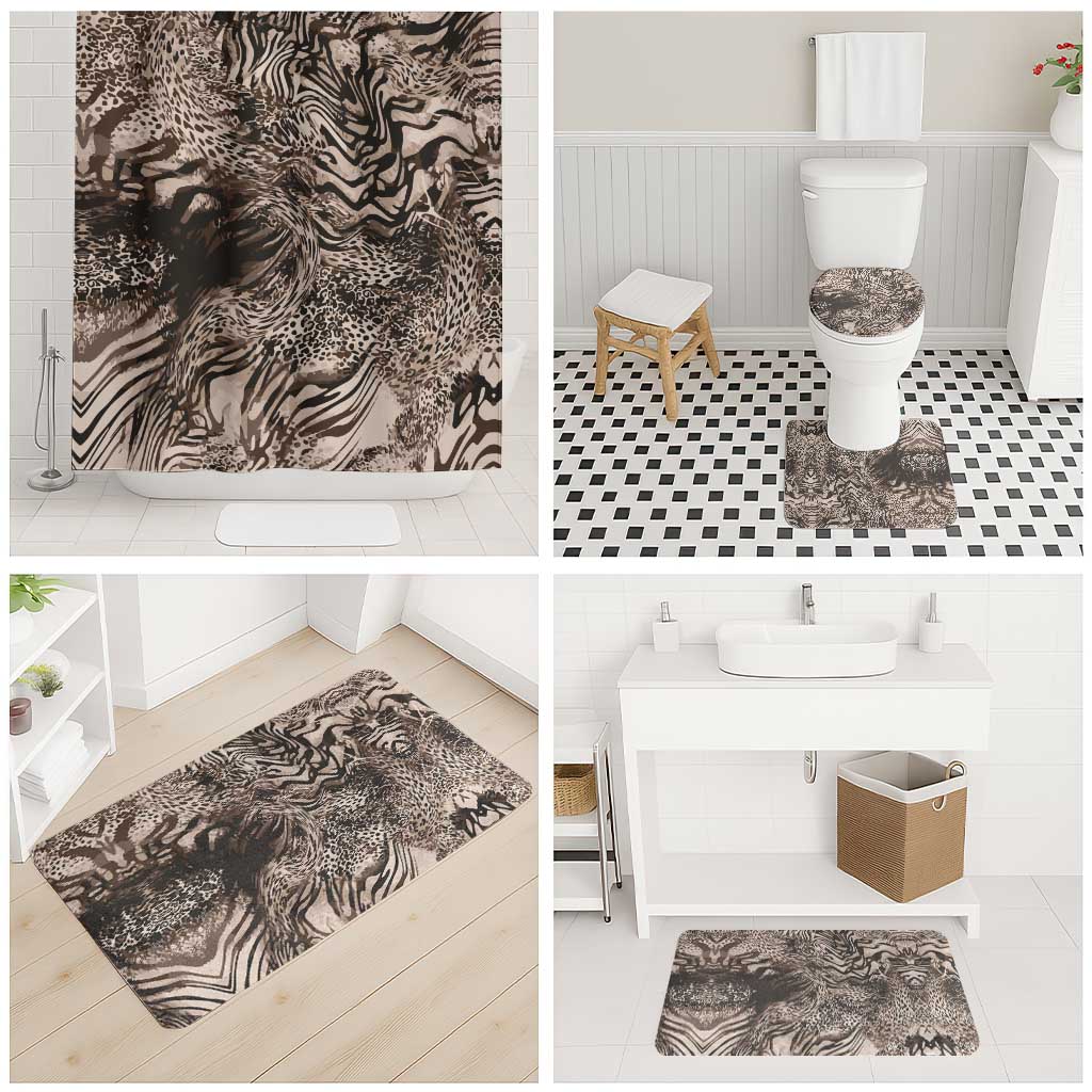 African Safari Zebra Leopard Swirl Pattern Bathroom Set