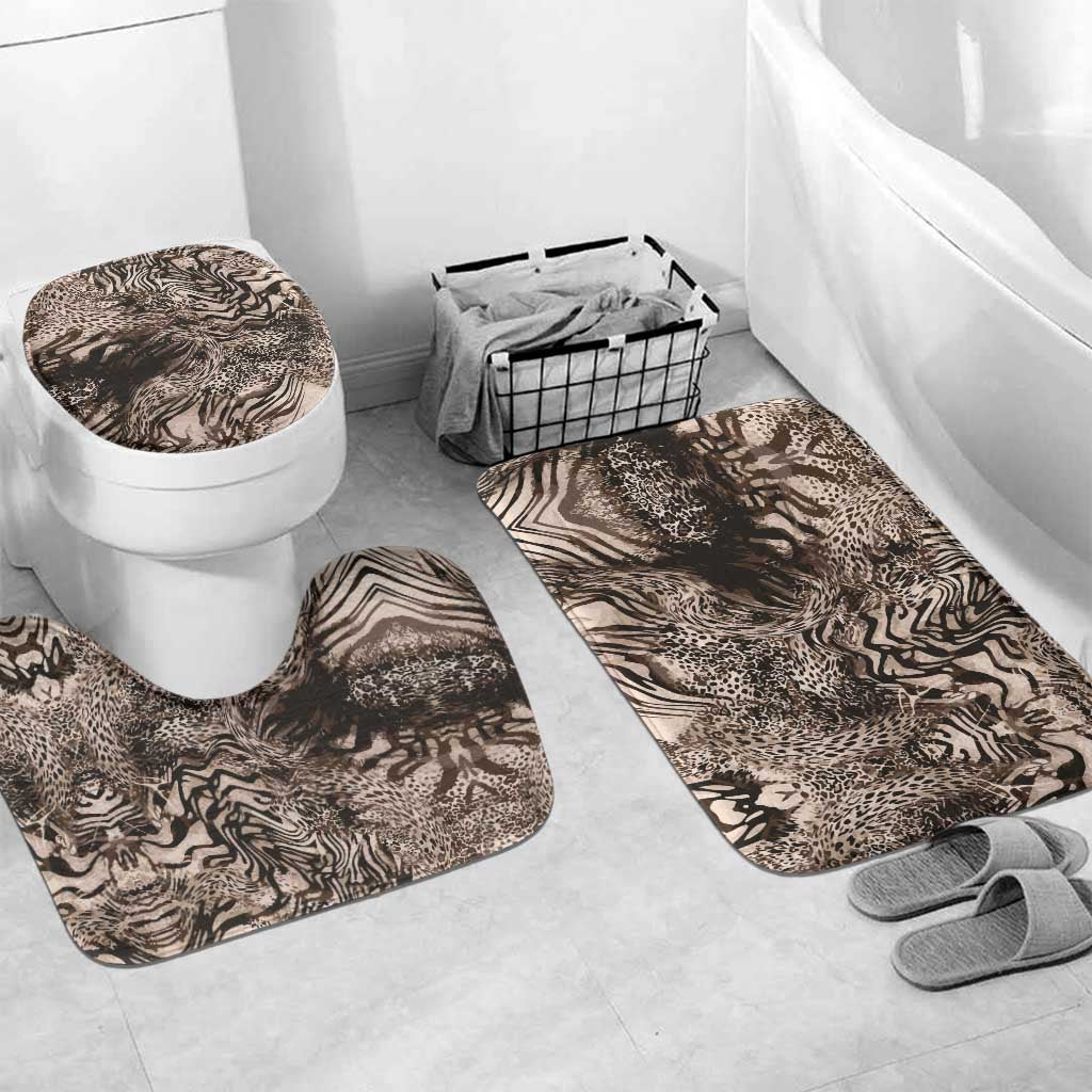 African Safari Zebra Leopard Swirl Pattern Bathroom Set