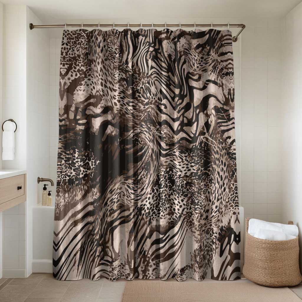 African Safari Zebra Leopard Swirl Pattern Bathroom Set