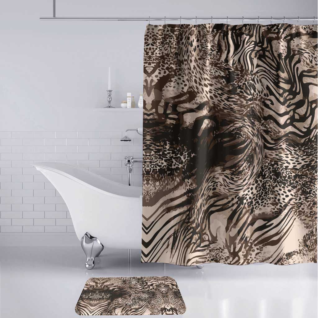 African Safari Zebra Leopard Swirl Pattern Bathroom Set