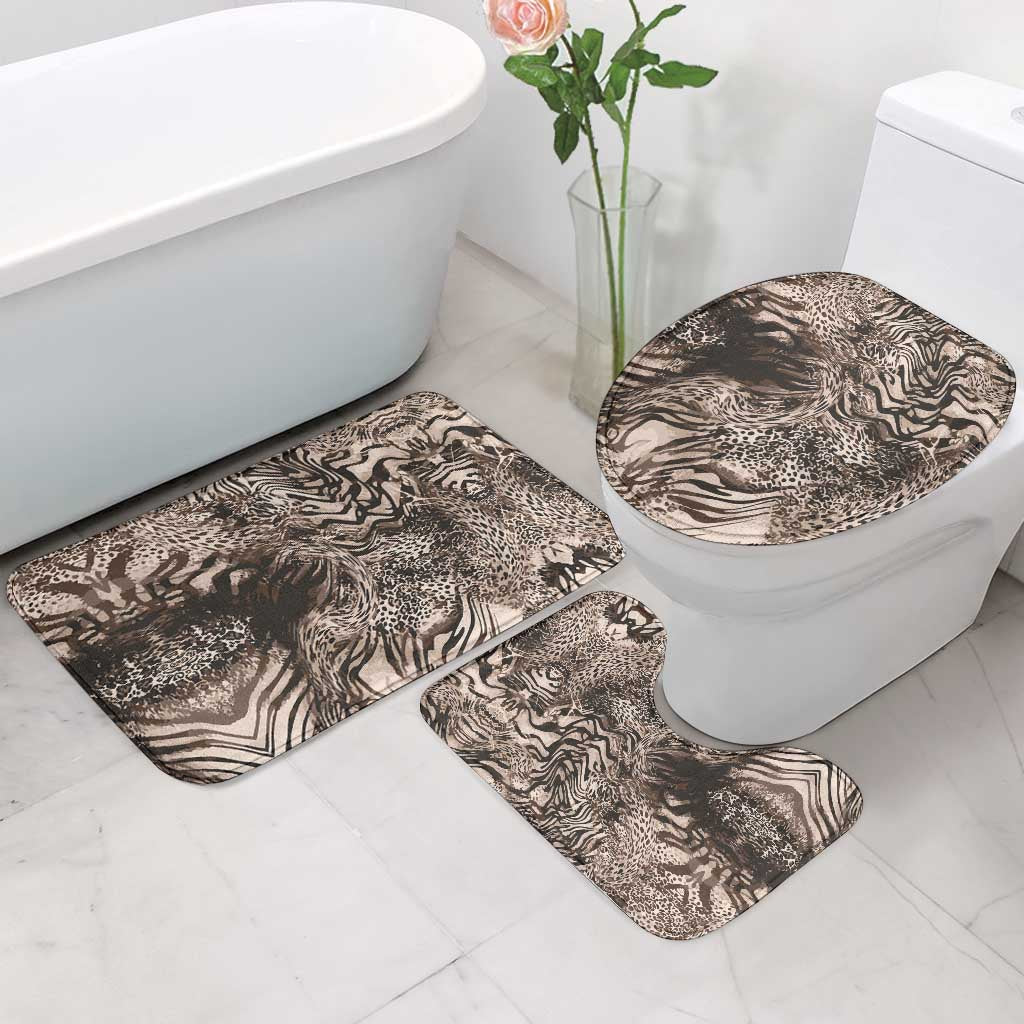 African Safari Zebra Leopard Swirl Pattern Bathroom Set