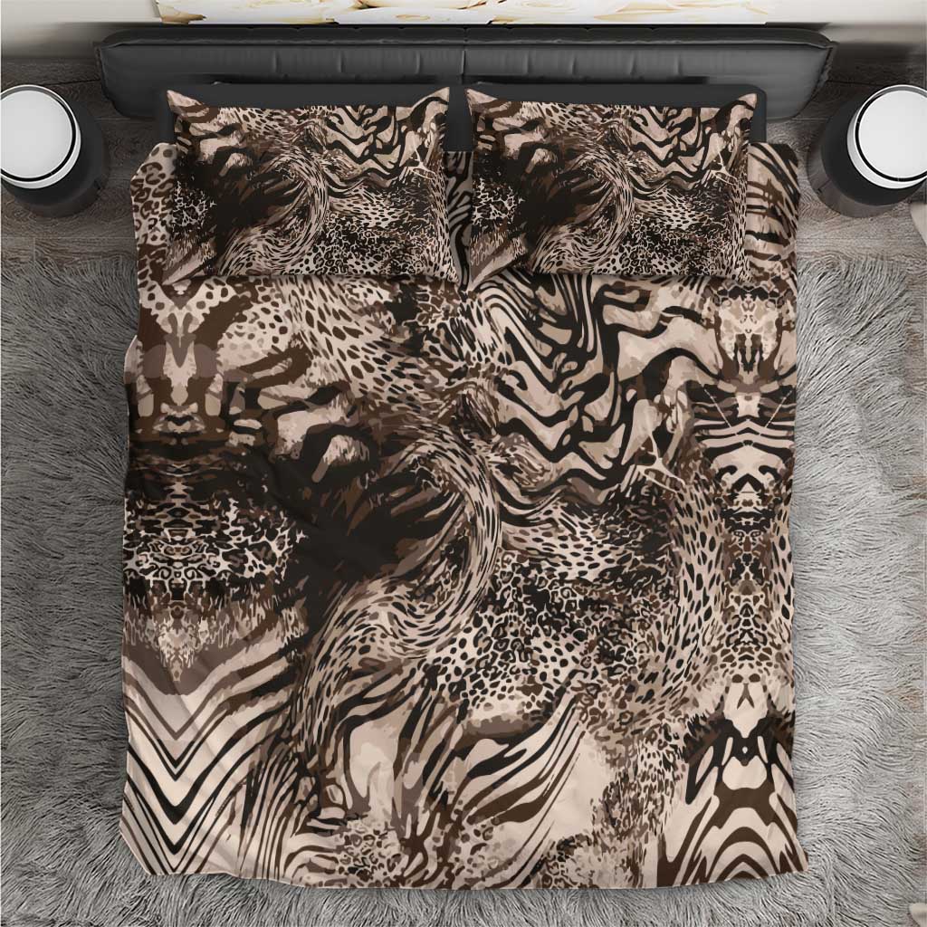 African Safari Zebra Leopard Swirl Pattern Bedding Set