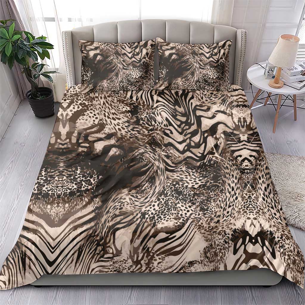 African Safari Zebra Leopard Swirl Pattern Bedding Set