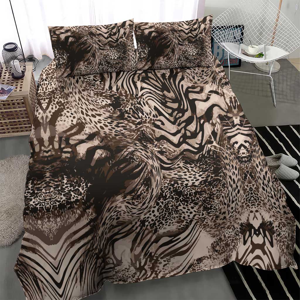 African Safari Zebra Leopard Swirl Pattern Bedding Set