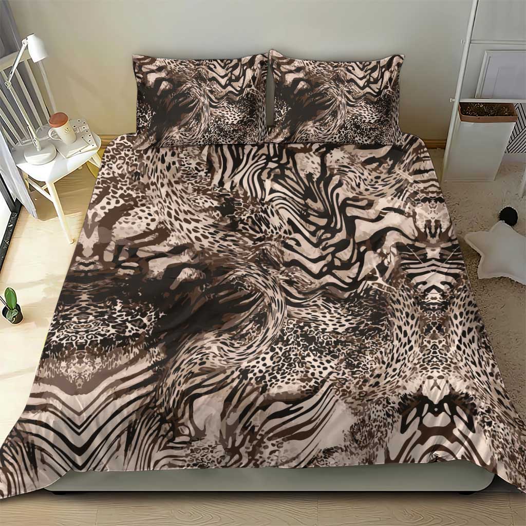 African Safari Zebra Leopard Swirl Pattern Bedding Set