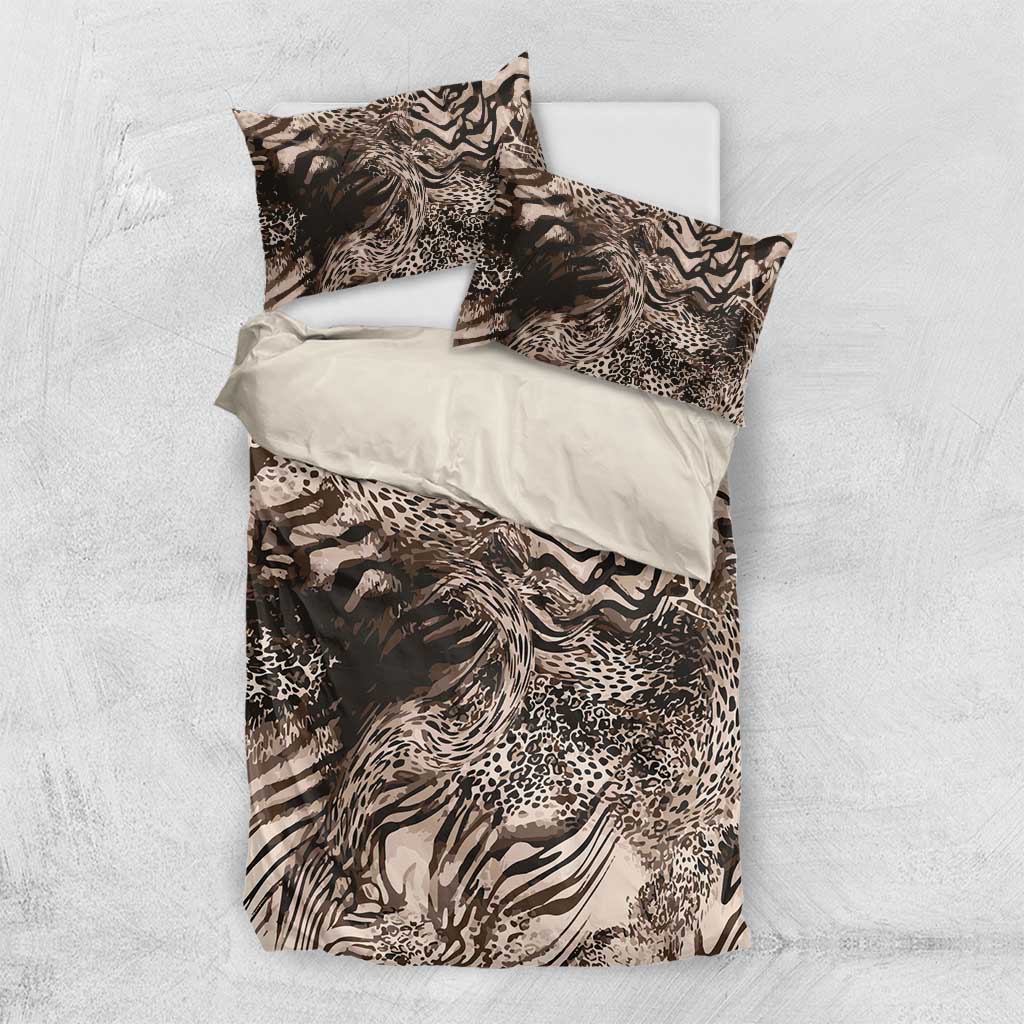 African Safari Zebra Leopard Swirl Pattern Bedding Set