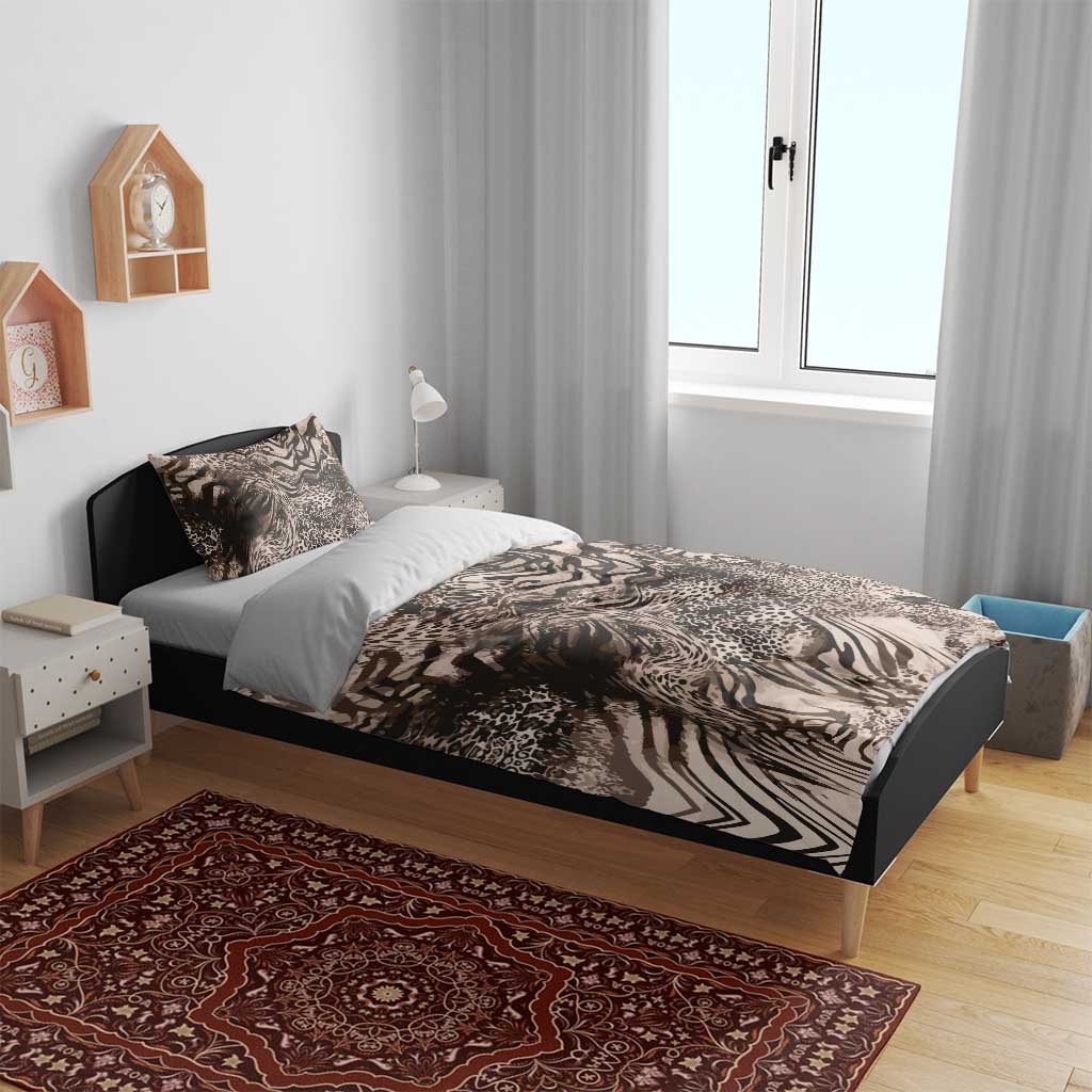 African Safari Zebra Leopard Swirl Pattern Bedding Set